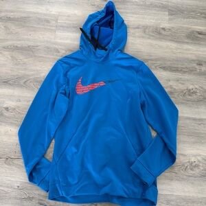 Nike Dri-FIT Blue Hoodie with Red Accents